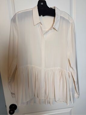 Tibi Silk Peplum Top